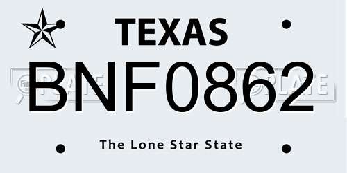 BNF0862 Texas License Plate