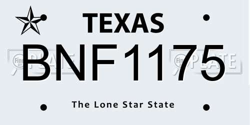 BNF1175 Texas License Plate
