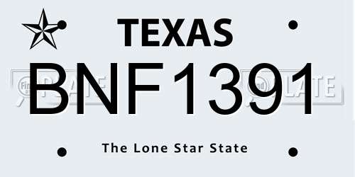 BNF1391 Texas License Plate