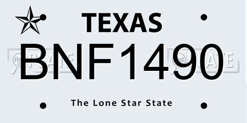 BNF1490 Texas License Plate