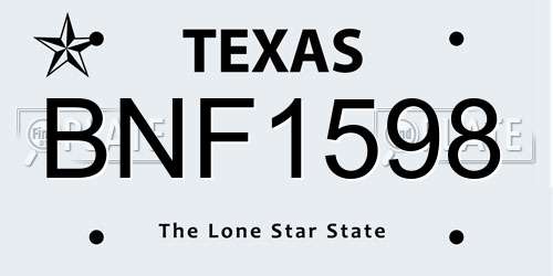 BNF1598 Texas License Plate