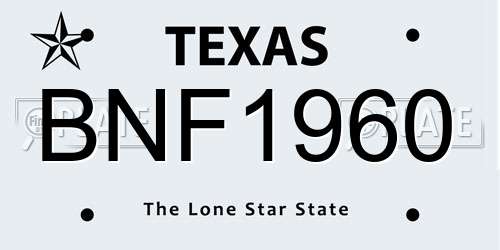 BNF1960 Texas License Plate