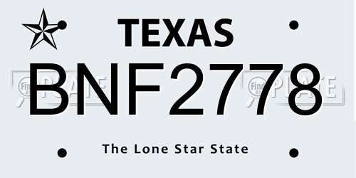BNF2778 Texas License Plate