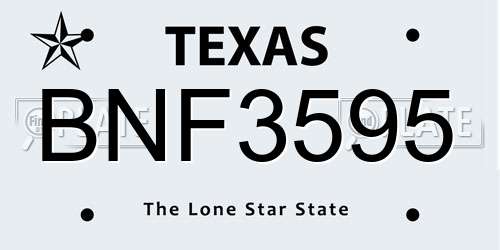 BNF3595 Texas License Plate