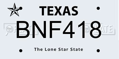 BNF418 Texas License Plate