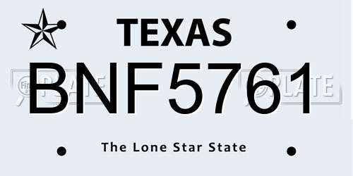 BNF5761 Texas License Plate