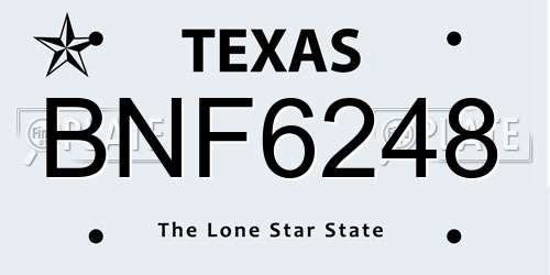 BNF6248 Texas License Plate