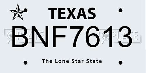 BNF7613 Texas License Plate
