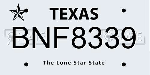 BNF8339 Texas License Plate