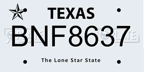 BNF8637 Texas License Plate