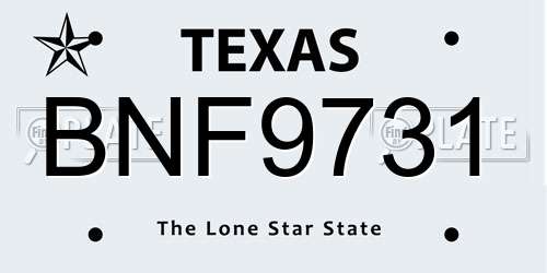 BNF9731 Texas License Plate