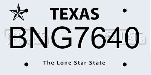 BNG7640 Texas License Plate