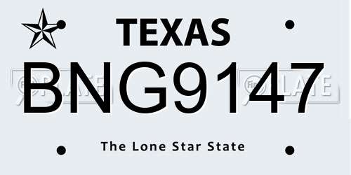 BNG9147 Texas License Plate