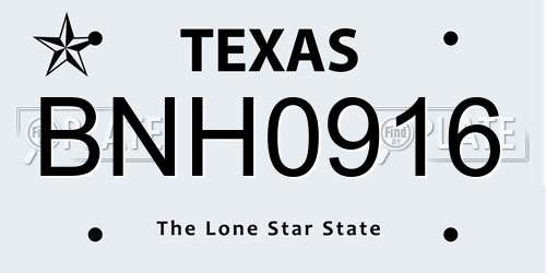 BNH0916 Texas License Plate