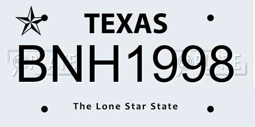 BNH1998 Texas License Plate