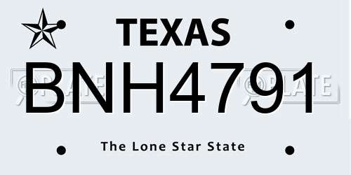 BNH4791 Texas License Plate