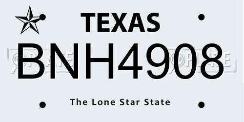 BNH4908 Texas License Plate
