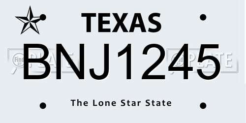 BNJ1245 Texas License Plate
