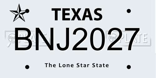 BNJ2027 Texas License Plate