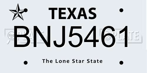 BNJ5461 Texas License Plate
