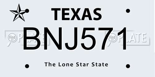 BNJ571 Texas License Plate
