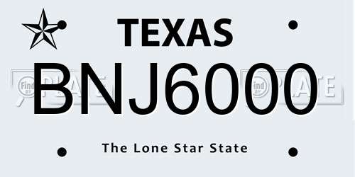BNJ6000 Texas License Plate