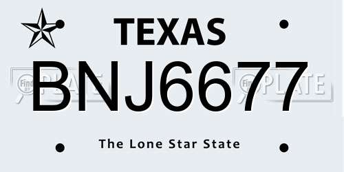 BNJ6677 Texas License Plate