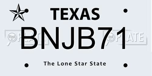 BNJB71 Texas License Plate
