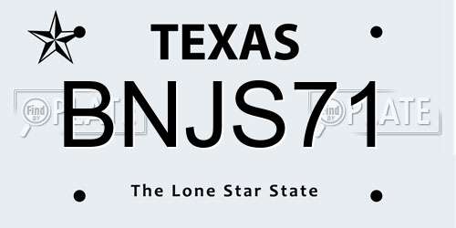 BNJS71 Texas License Plate