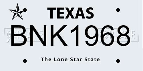 BNK1968 Texas License Plate