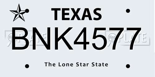 BNK4577 Texas License Plate