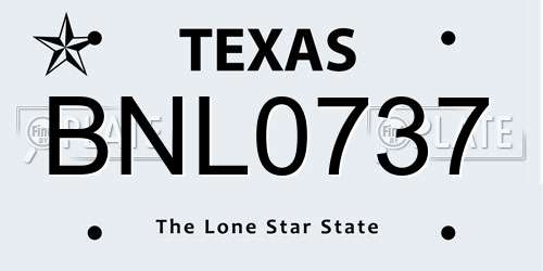 BNL0737 Texas License Plate