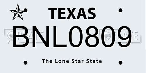 BNL0809 Texas License Plate