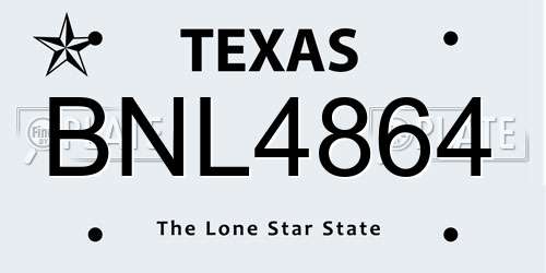 BNL4864 Texas License Plate