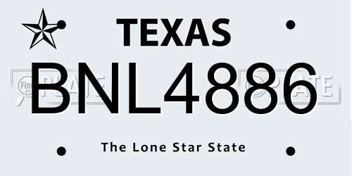 BNL4886 Texas License Plate