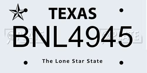 BNL4945 Texas License Plate