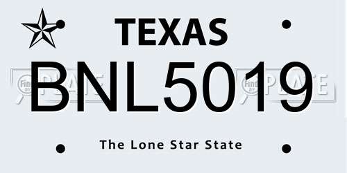 BNL5019 Texas License Plate