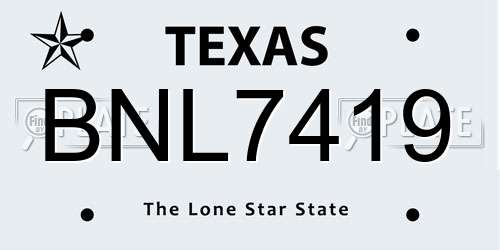 BNL7419 Texas License Plate