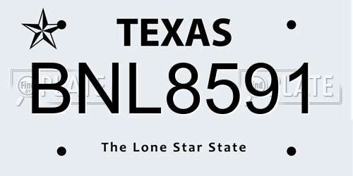 BNL8591 Texas License Plate