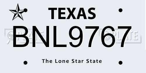 BNL9767 Texas License Plate