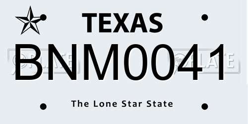 BNM0041 Texas License Plate