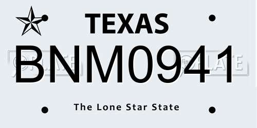 BNM0941 Texas License Plate
