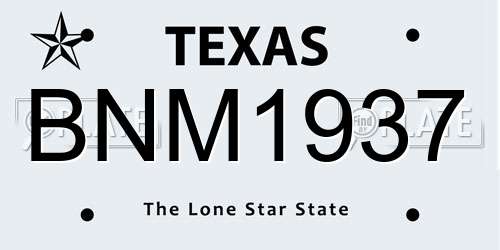 BNM1937 Texas License Plate