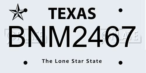 BNM2467 Texas License Plate