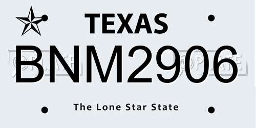 BNM2906 Texas License Plate