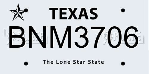 BNM3706 Texas License Plate
