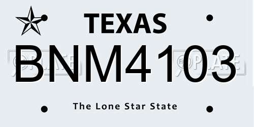 BNM4103 Texas License Plate