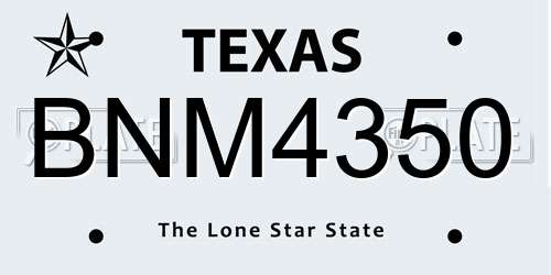 BNM4350 Texas License Plate