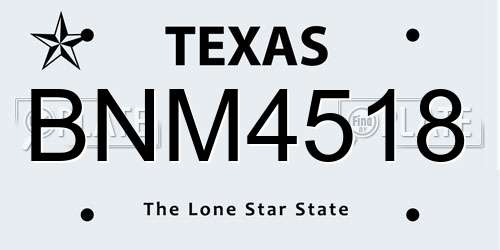 BNM4518 Texas License Plate