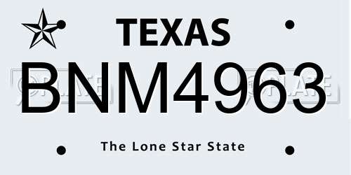 BNM4963 Texas License Plate